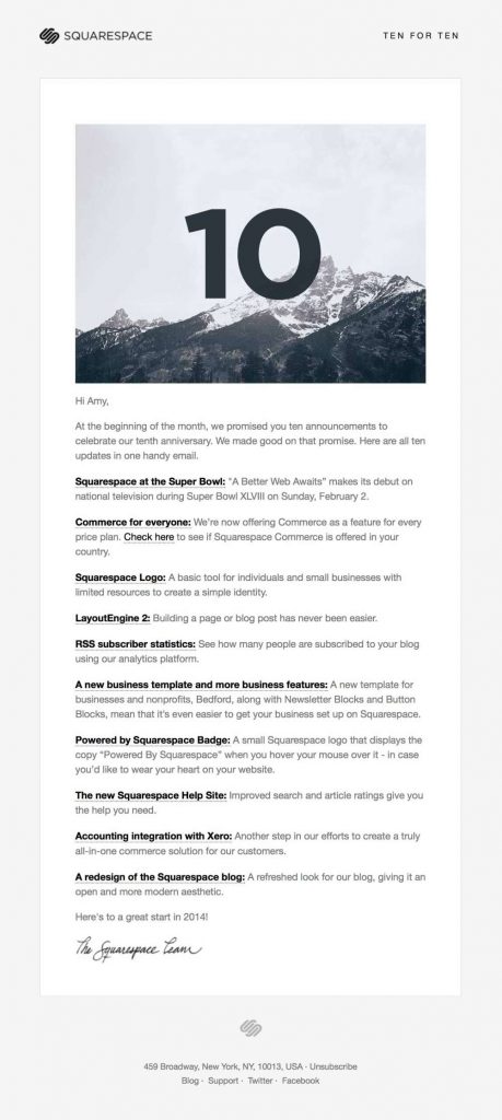 squarespace newsletter