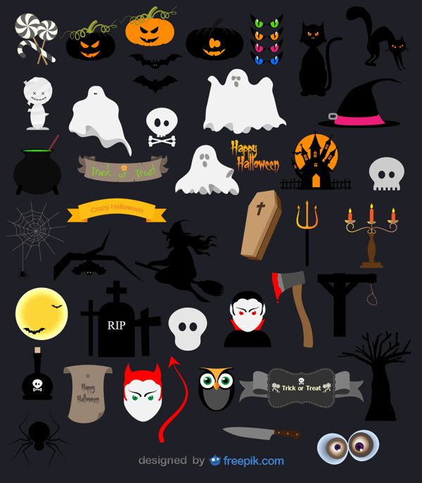 halloween design elements vector icon pack