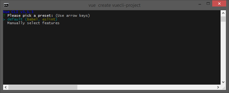 vuecli pick preset