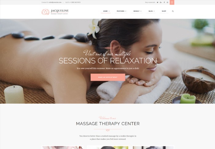 jacqueline spa massage salon theme