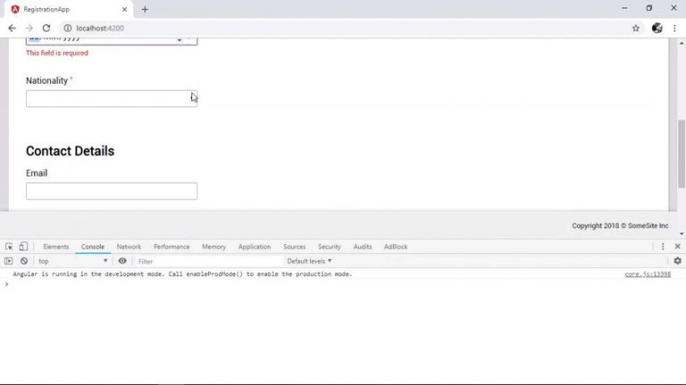 Angular registration form