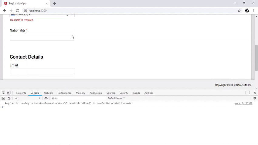 Angular registration form