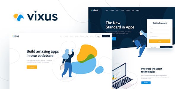 vixus startup mobile app wordpress landing page themefd