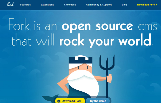 blue website fork cms layout inspiring design