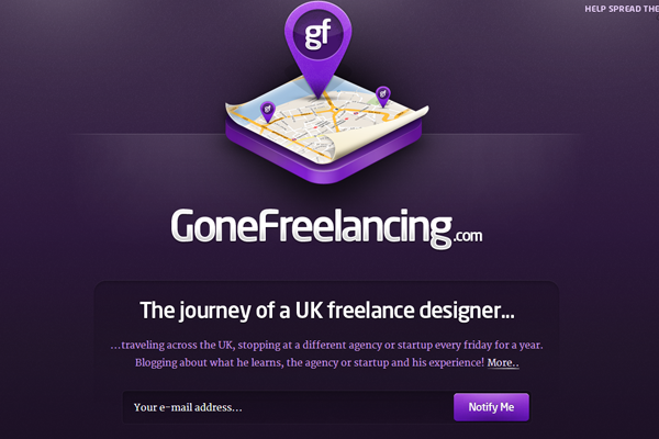 purple website landing page webapp Gone Freelancing
