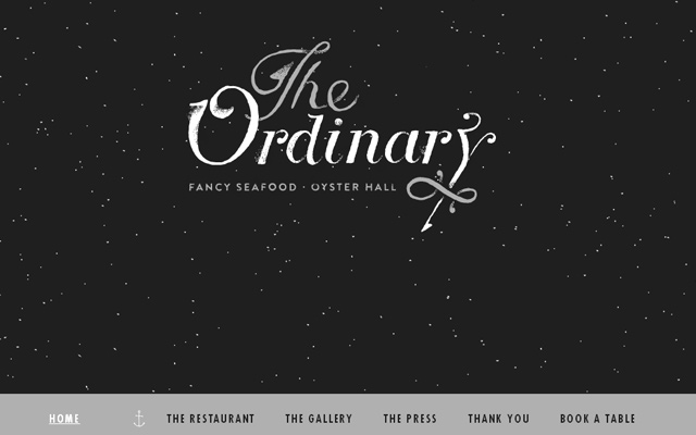 the ordinary seafood place restaurant dark grey website layout