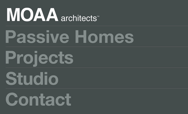 moaa architects dark website layout