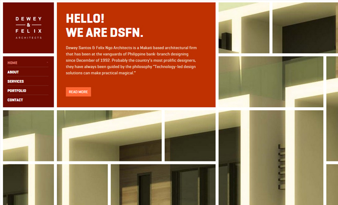 dsf dewey felix architects website design