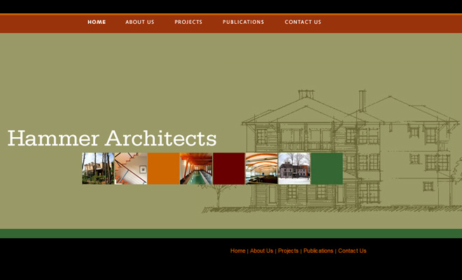 hammer architects website minimalist layout