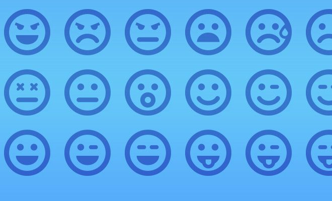 thin line blue smiley icons
