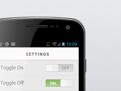 Android mobile app interface settings view
