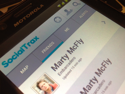 mobile android socialtrax app user interface