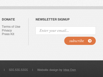 Footer Signup Newsletter subscribe box