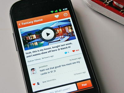 orange Android ui details list social network