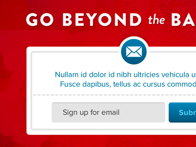 Dark red email newsletter signup form website layout