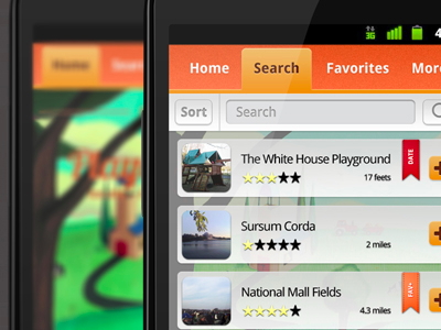 orange Android app user interface design