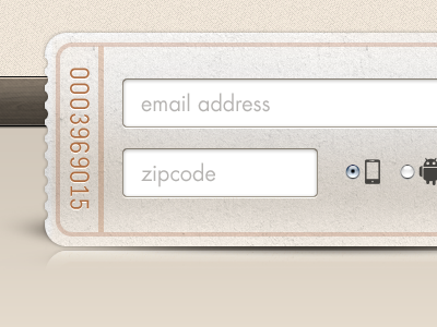 html website signup form ticket interface