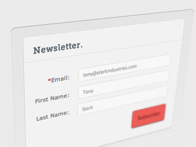 Red minimalist input fields form signup