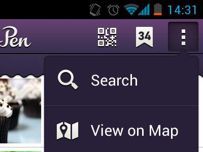 Purple menu dropdown navigation bar