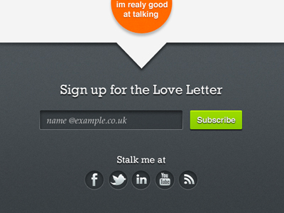 Dark minimalist footer signup e-mail registration form