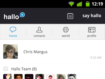 Mobile App design Hallo interface
