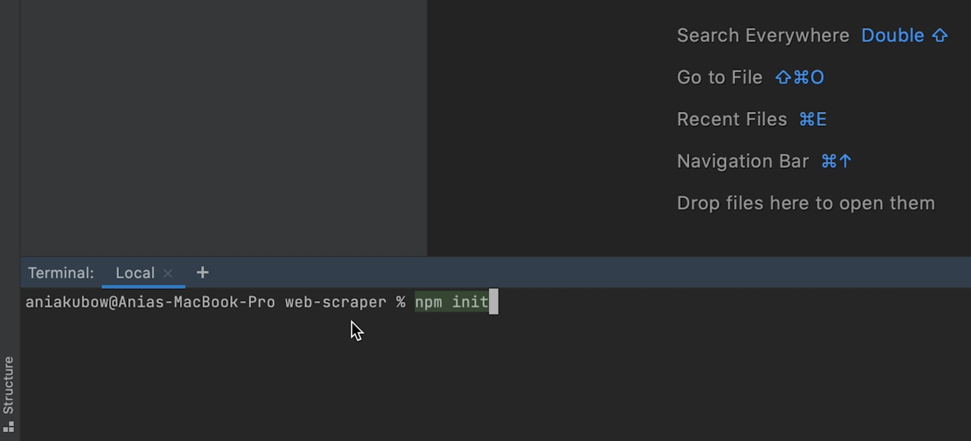 how to build web scraper - npm init-min