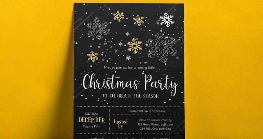 Christmas Party Flyer Vector Template Photoshop PSD