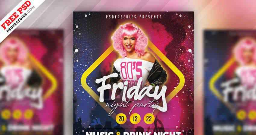 Friday Night Party Flyer Template Photoshop PSD