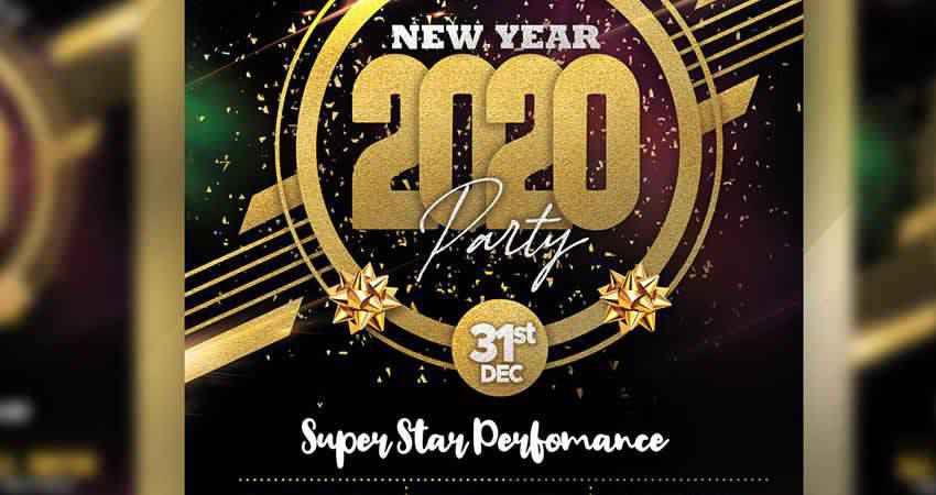 New Year Party Flyer Template Photoshop PSD