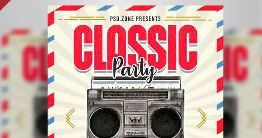 Retro Style Classic Party Flyer Template Photoshop PSD