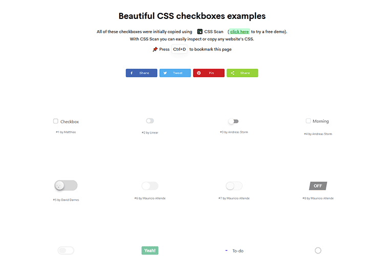 Example from Beautiful CSS checkboxes examples
