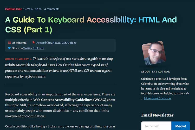 Example from A Guide To Keyboard Accessibility: HTML And CSS (Part 1)