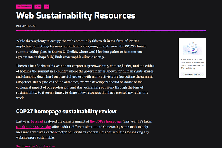 Example from Web Sustainability Resources