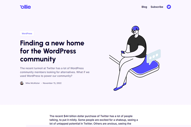 Example from Finding a new home for the WordPress community