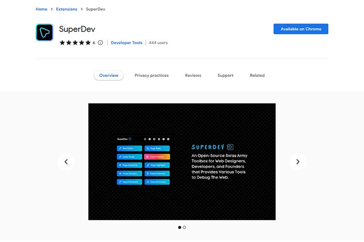 Example from SuperDev Chrome Extension