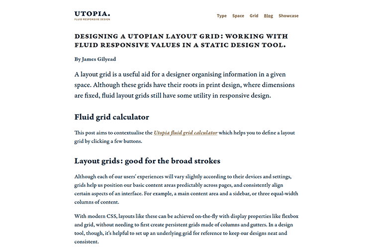 Example from Designing a Utopian layout grid