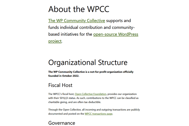 Example from The WP Community Collective