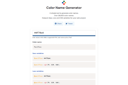 Tiny Little Tool for Web Designers Color Name Generator