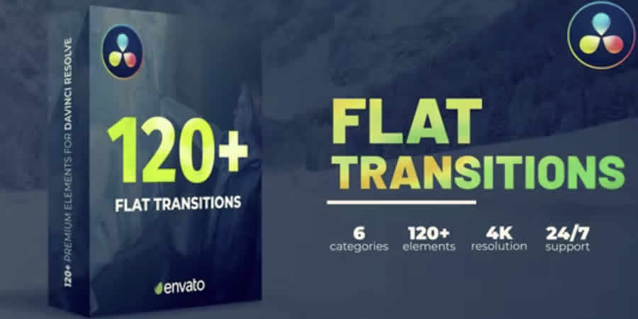 120+ Flat Transitions free davinci resolve template video motion design