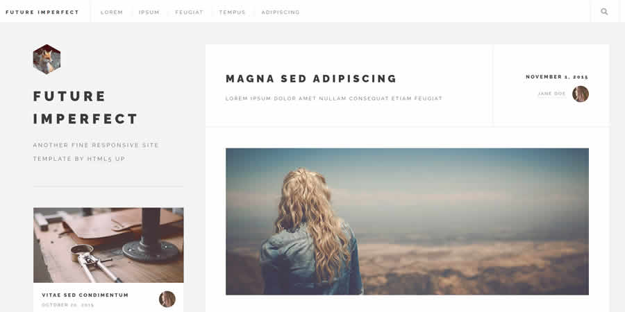 Future Imperfect HTML5 Blog Free Responsive HTML CSS Web Template