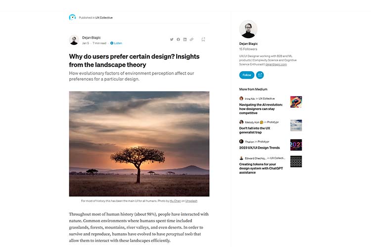 Example from Why do users prefer certain design? Insights from the landscape theory