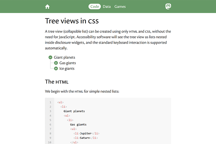 Example from Tree views in CSS