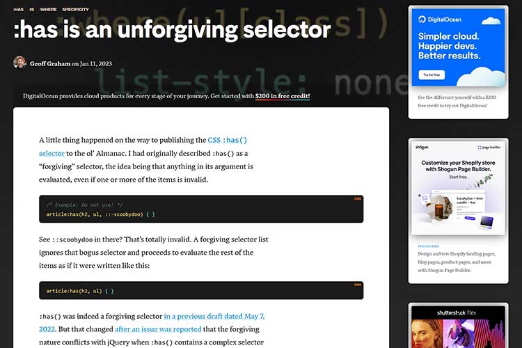 Example from :has is an unforgiving selector