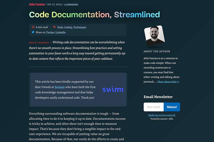 Example from Code Documentation, Streamlined