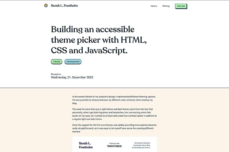 Example from Building an accessible theme picker with HTML, CSS and JavaScript
