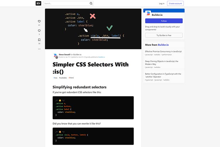 Example from Simpler CSS Selectors With :is()