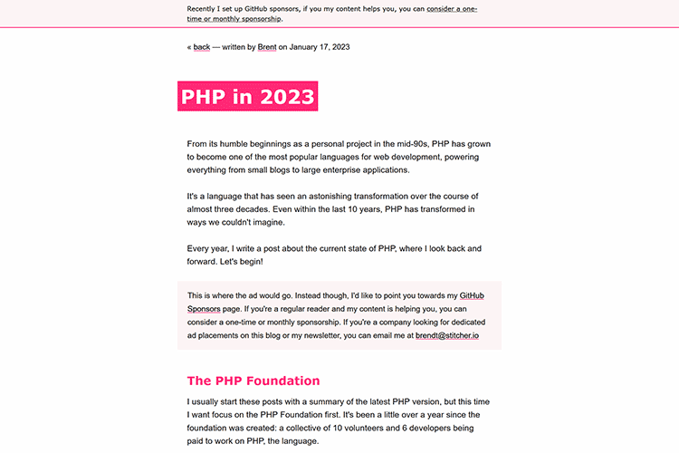 Example from PHP in 2023