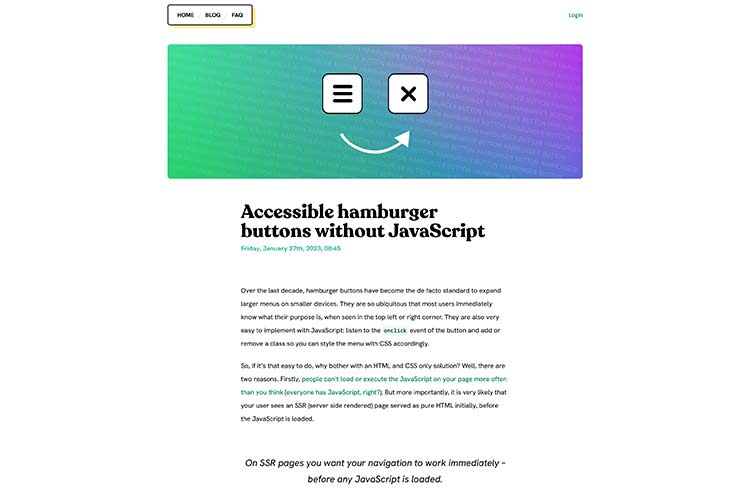Example from Accessible hamburger buttons without JavaScript