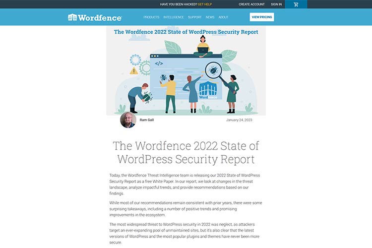 Example from The Wordfence 2022 State of WordPress Security Report