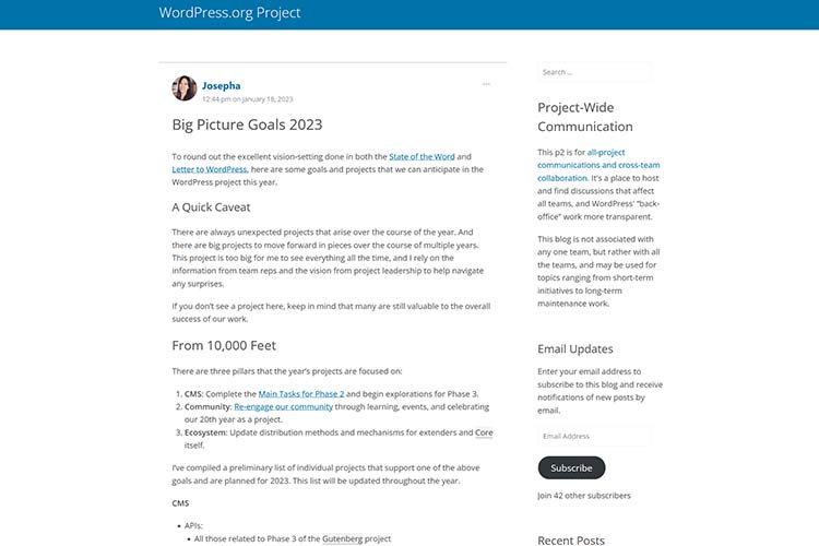 Example from Big Picture Goals 2023